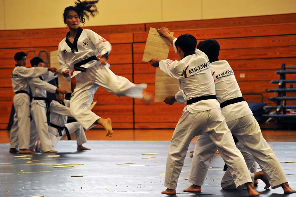 Taekwondo demonstration team performs at Presidio