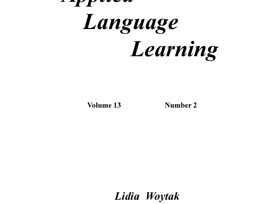 Applied Language Learning Vol. 13-2