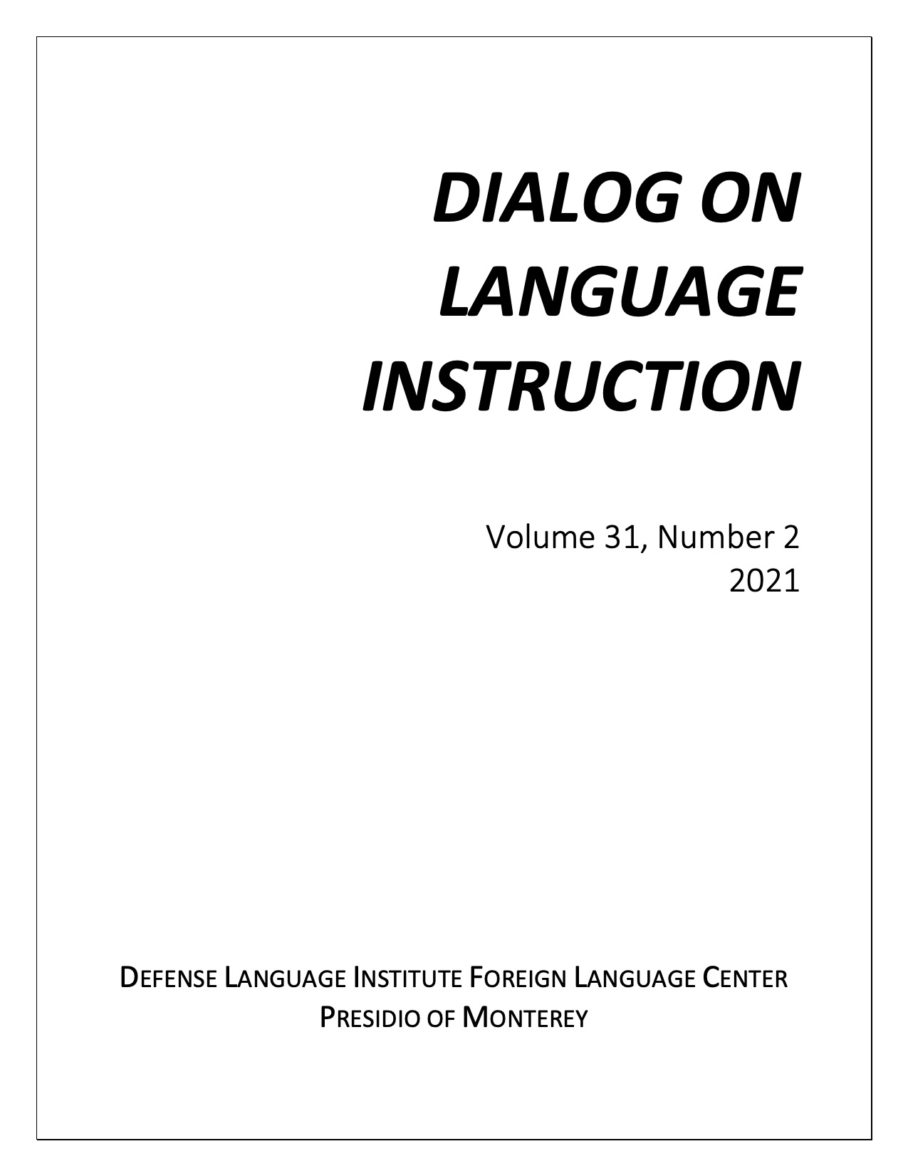 DLIFLC Publications Defense Language Institute Foreign Language Center